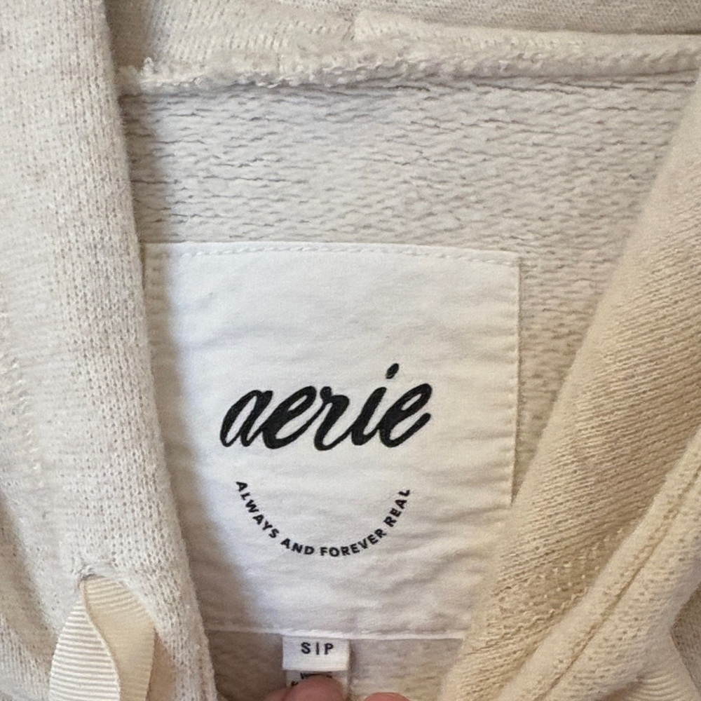 Aerie Cream Hoodie Sweatshirt - Picture 3 of 3